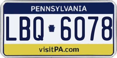 PA license plate LBQ6078