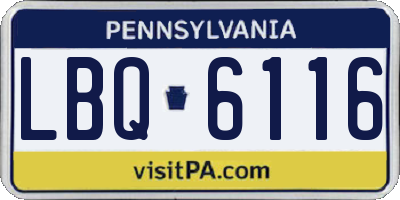 PA license plate LBQ6116