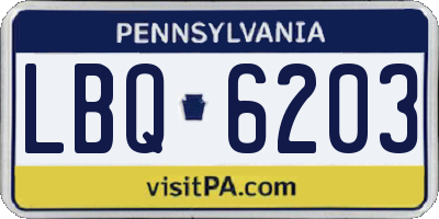 PA license plate LBQ6203