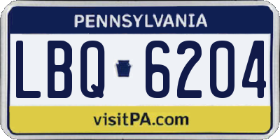 PA license plate LBQ6204