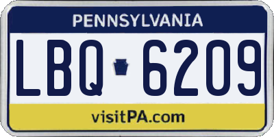 PA license plate LBQ6209