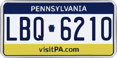 PA license plate LBQ6210