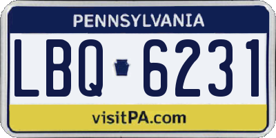 PA license plate LBQ6231