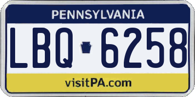 PA license plate LBQ6258
