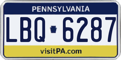 PA license plate LBQ6287