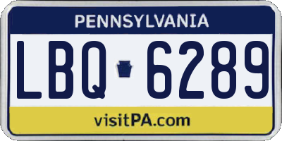 PA license plate LBQ6289