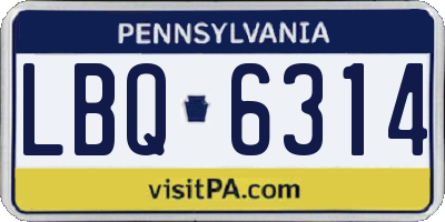 PA license plate LBQ6314