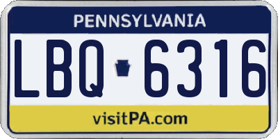 PA license plate LBQ6316
