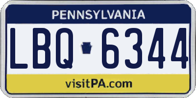 PA license plate LBQ6344