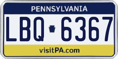 PA license plate LBQ6367