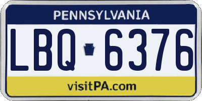PA license plate LBQ6376