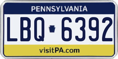 PA license plate LBQ6392