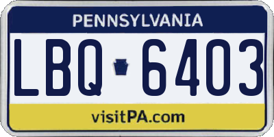 PA license plate LBQ6403