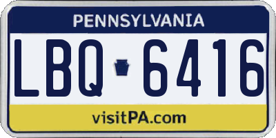 PA license plate LBQ6416