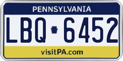 PA license plate LBQ6452