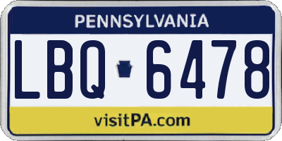 PA license plate LBQ6478