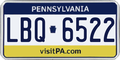 PA license plate LBQ6522