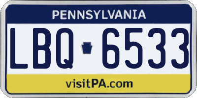 PA license plate LBQ6533