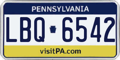 PA license plate LBQ6542