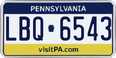 PA license plate LBQ6543