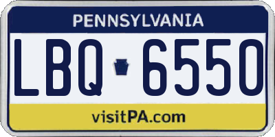 PA license plate LBQ6550