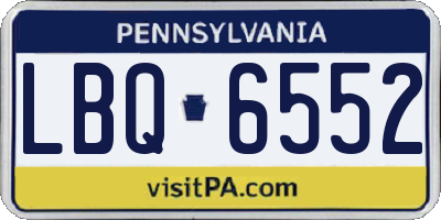 PA license plate LBQ6552