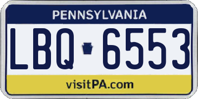 PA license plate LBQ6553