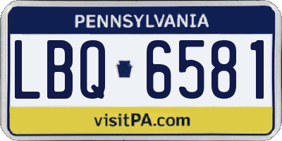 PA license plate LBQ6581