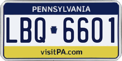 PA license plate LBQ6601