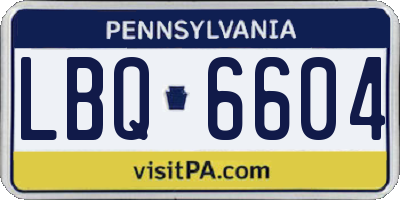 PA license plate LBQ6604