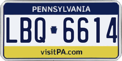 PA license plate LBQ6614