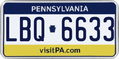 PA license plate LBQ6633