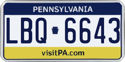 PA license plate LBQ6643