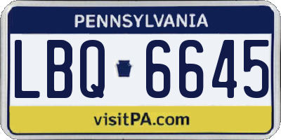 PA license plate LBQ6645