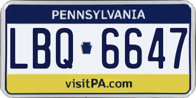 PA license plate LBQ6647