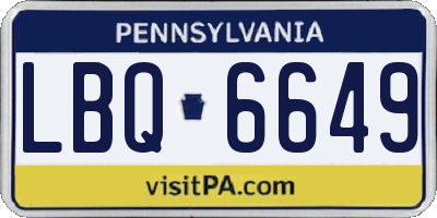 PA license plate LBQ6649