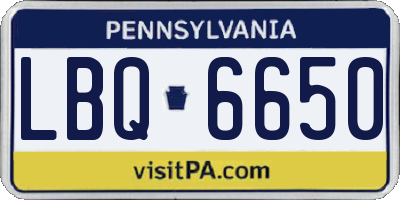 PA license plate LBQ6650