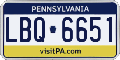 PA license plate LBQ6651