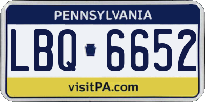 PA license plate LBQ6652
