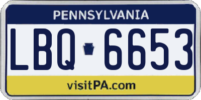PA license plate LBQ6653