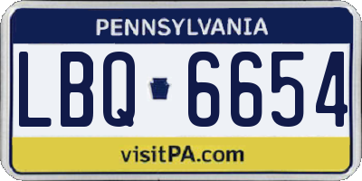 PA license plate LBQ6654