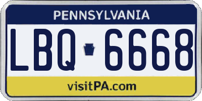 PA license plate LBQ6668