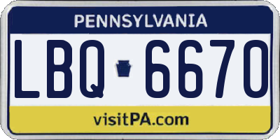 PA license plate LBQ6670