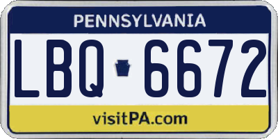 PA license plate LBQ6672