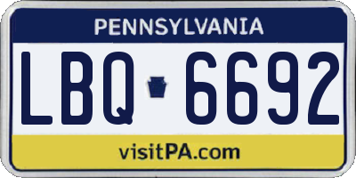 PA license plate LBQ6692