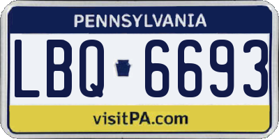 PA license plate LBQ6693