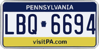 PA license plate LBQ6694