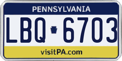 PA license plate LBQ6703