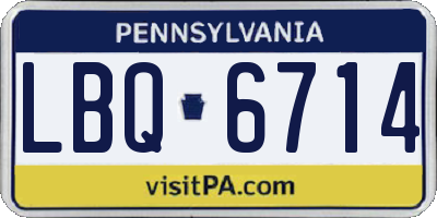 PA license plate LBQ6714