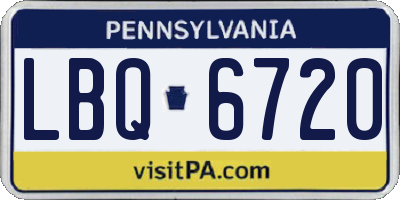 PA license plate LBQ6720